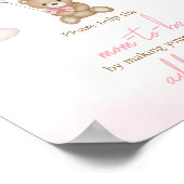 Girl Bear Balloon Baby Shower Envelope Station Poster (Ecke)