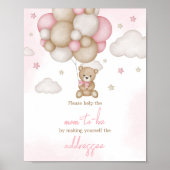 Girl Bear Balloon Baby Shower Envelope Station Poster (Vorne)