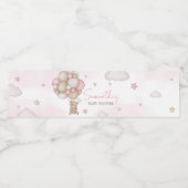 Girl Bear Balloon Baby Shower Wasserflaschenetikett (Einzelnes Label)