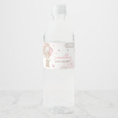 Girl Bear Balloon Baby Shower Wasserflaschenetikett (Vorderseite)