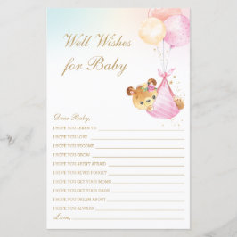 Girl Bear Balloons - Wünsche für Babydusche