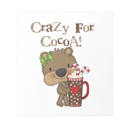 Girl Bear Crazy For Cocoa Notizblock (Vorderseite)