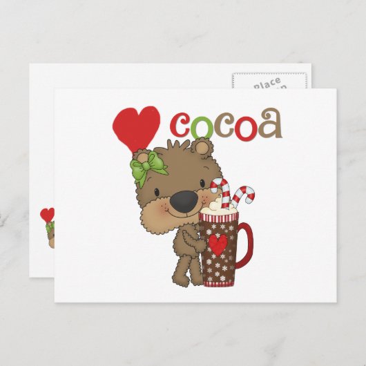 Girl Bear Kakao-Liebe Postkarte (Vorne/Hinten)