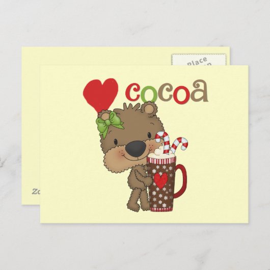 Girl Bear Kakao-Liebe Postkarte (Vorne/Hinten)