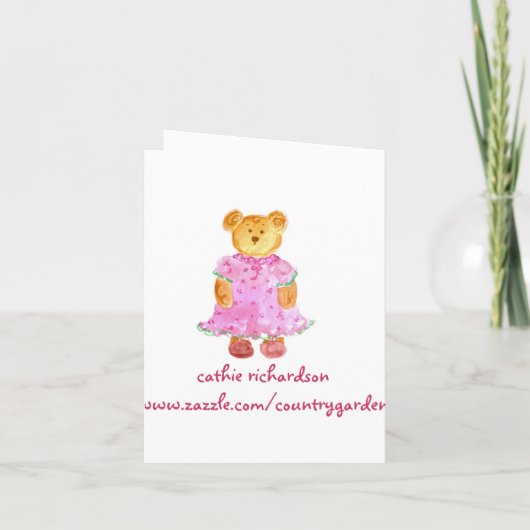 Girl Bear Kindergeburtstag Party Einladung (Rückseite)