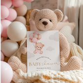 Girl Bear mit Balloons Babydusche Einladung