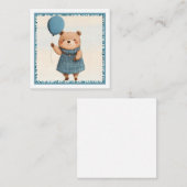 Girl Bear mit blauem Karierten Kleid und Ballon Mitteilungskarte (Vorne/Hinten)