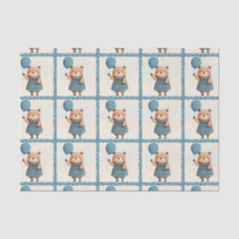 Girl Bear mit blauem Karierten Kleid und Ballon Seidenpapier