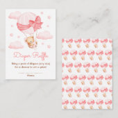 Girl Bear Pink Ballon Kinderdusche Windelwanne Begleitkarte (Vorne/Hinten)