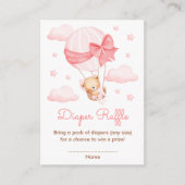 Girl Bear Pink Ballon Kinderdusche Windelwanne Begleitkarte (Vorderseite)