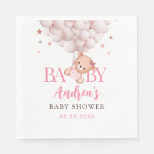 Girl Bearly Wait Pink Bear Baby Dusche Napkins