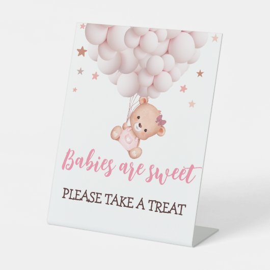 Girl Bearly Wait Pink Bear Baby Shower Favorit Sch Sockelschild (Vorderseite)