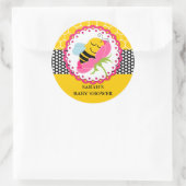Girl Bee Baby Dusche Personalisiert Runder Aufkleber (Tasche)