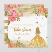 Girl Bee Illustration Baby Dusche Danke Karte (Vorne/Hinten)