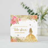 Girl Bee Illustration Baby Dusche Danke Karte (Stehend Vorderseite)