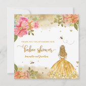 Girl Bee Illustration Baby Dusche Danke Karte (Vorderseite)