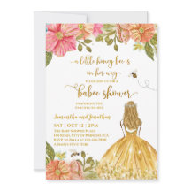 Girl Bee Illustration Baby Shower Einladung