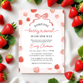 Girl Berry Sweet Bow Gingham Baby Shower Einladung