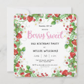 Girl Berry Sweet Square Geburtstagsparty Einladung (Vorderseite)