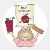 Girl Best Teacher Runder Aufkleber (Vorderseite)