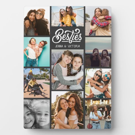 Girl Besties 11 Fotos Collage Skript White Schrift Fotoplatte (Vorderseite)