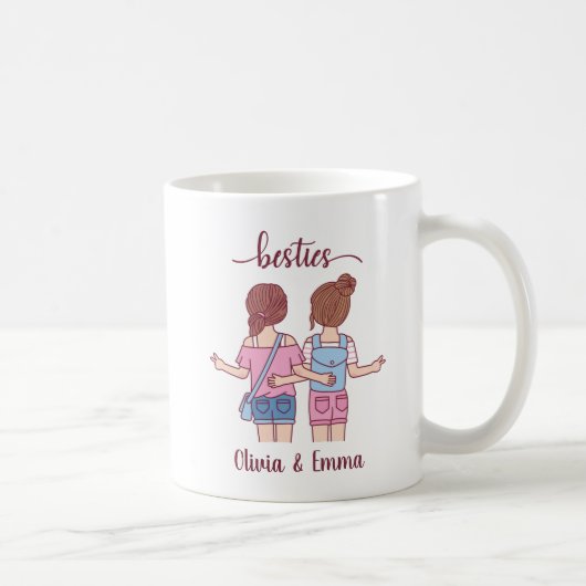 Girl Besties Beste Freunde Personalisiert Kaffeetasse (Rechts)