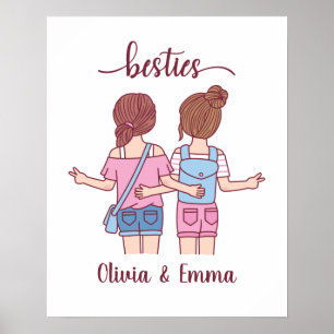 Girl Besties Beste Freunde Personalisiert Poster