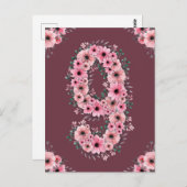 Girl Big 9th Birthday Pink Blume Green Folies Postkarte (Vorne/Hinten)