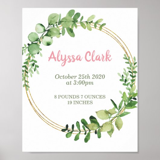 Girl Birth Stats Plakat Kinderzimmer Mauer (Vorne)