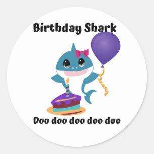 Girl Birthday Baby Shark Runder Aufkleber