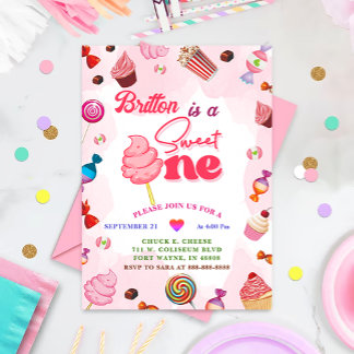 Girl Birthday Candy Sweet One Party Einladung