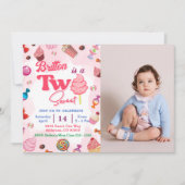 Girl Birthday Candy Two Sweet Party Einladung (Vorderseite)