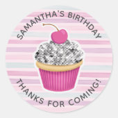 Girl Birthday danke Runder Aufkleber (Vorderseite)