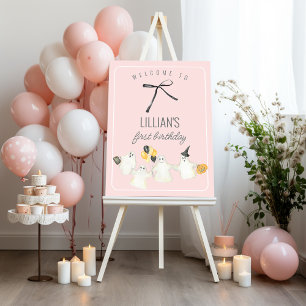 Girl Birthday Ghost und Black Bow Baby Dusche Poster