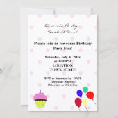 Girl Birthday Hat Pink Cupcake Einladung (Rückseite)