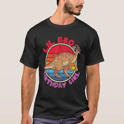 Girl Birthday I Lil Bro I Parasaurolophus I Family T-Shirt (Vorderseite)