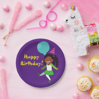 Girl Birthday Party (afroamerikanisch)  Pappteller