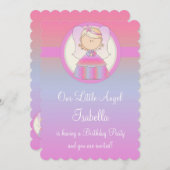 Girl Birthday Party Einladung Engel Design 2 (Vorne/Hinten)