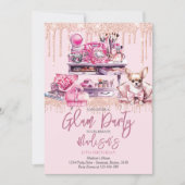 Girl Birthday Party Glam Makeup Einladung (Vorderseite)