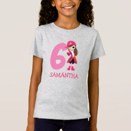 GIRL Birthday Party Pirate 6th Name T - Shirt