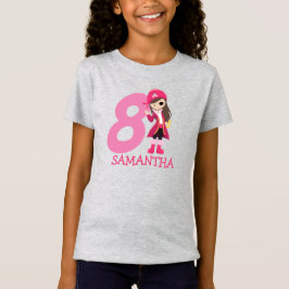 GIRL Birthday Party Pirate 8. Name T - Shirt