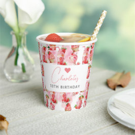Girl Birthday Personalisiert Strawberry Milkshake Pappbecher