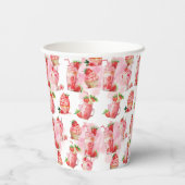 Girl Birthday Personalisiert Strawberry Milkshake Pappbecher (Rückseite)