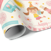 Girl Birthday Pink Geschenkpapier (Rolleneckpunkt)