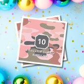 Girl Birthday Pink Green Camouflage Cute Custom Einladung