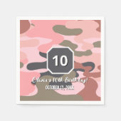 Girl Birthday Pink Green Camouflage Cute Custom Serviette (Vorderseite)