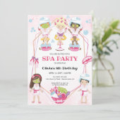 Girl Birthday Wellness-Center und Makeup Einladung (Stehend Vorderseite)