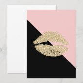 Girl Black Blush Pink Chic Glitzer Lippen Dankeskarte (Vorne/Hinten)