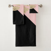 Girl Black Blush Pink Glitzer Lippen Badhandtuch Set (Insitu)