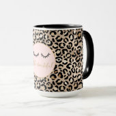 Girl Black Eyelashes Gold Glam Leopard Print   Tasse (VorderseiteRechts)